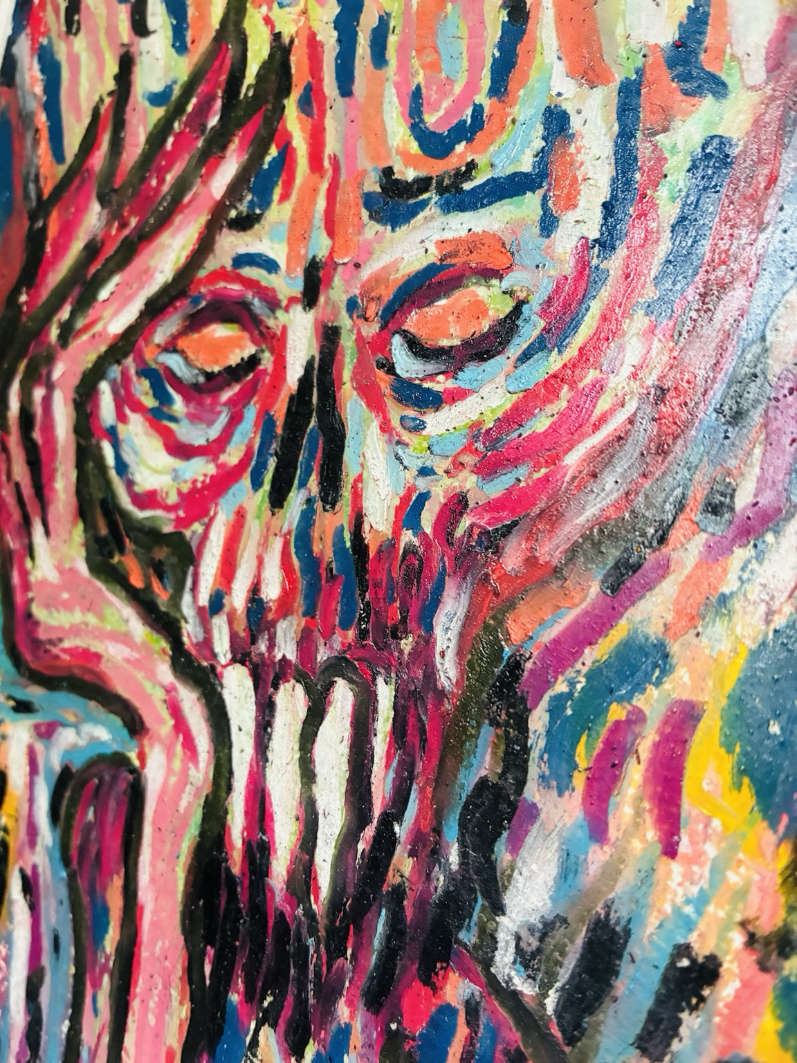 Wondering / philosophising monster oil pastel artwork by Material Darkness Art