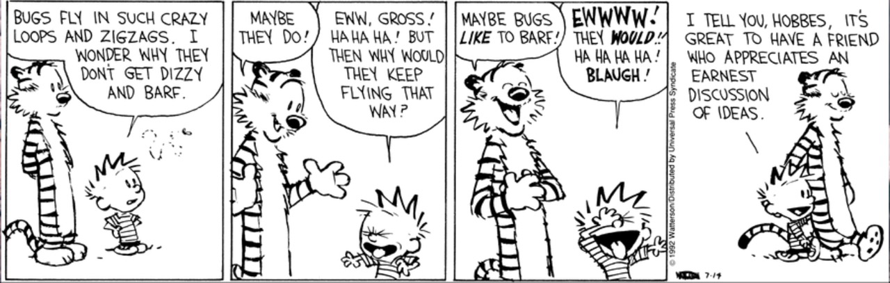 Calvin and Hobbes share deep thoughts on bugs.
