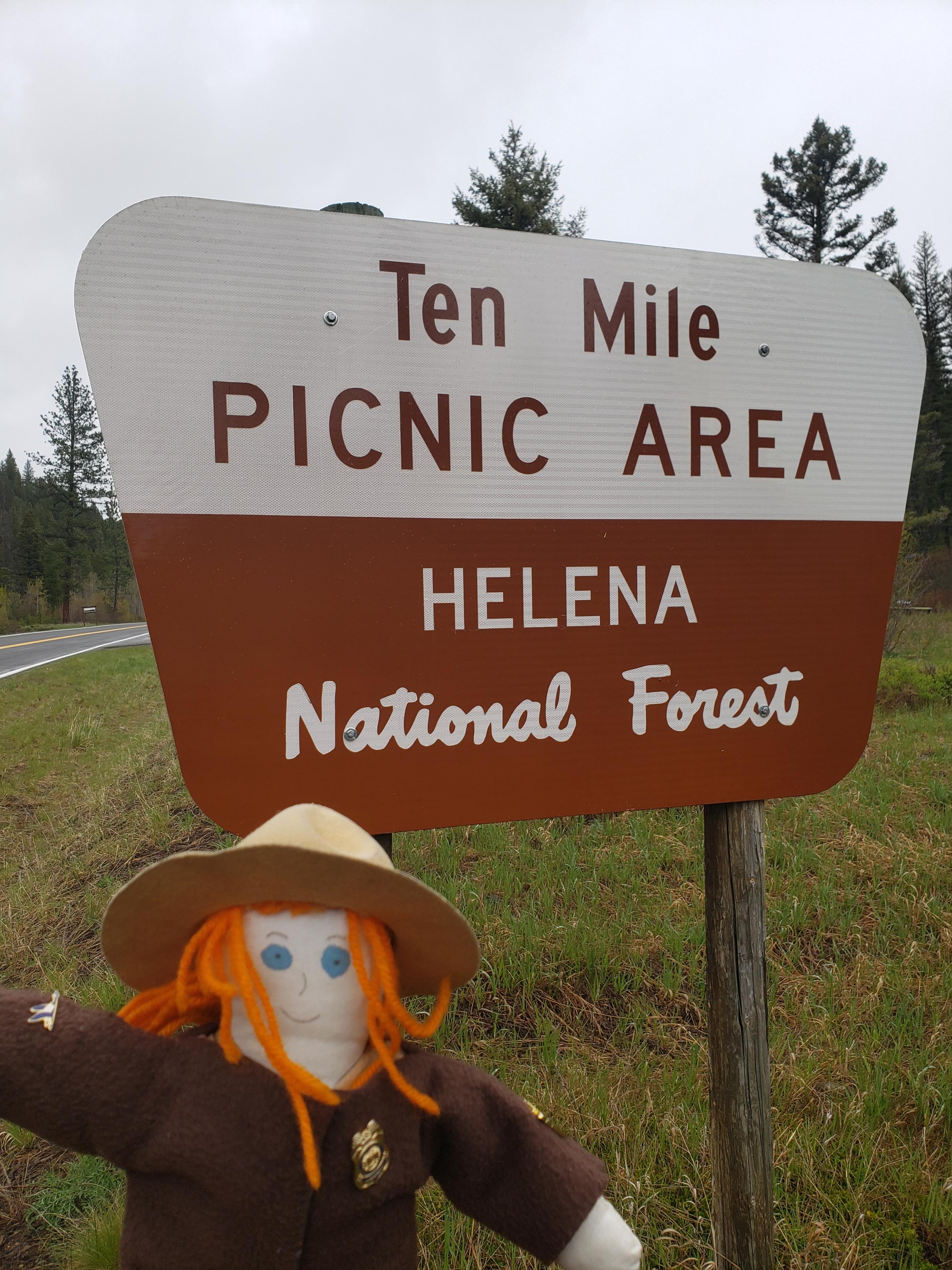 Ranger Sarah is at the Ten Mile Picnic Area where she is going to hike the Ten Mile Environmental Trail.