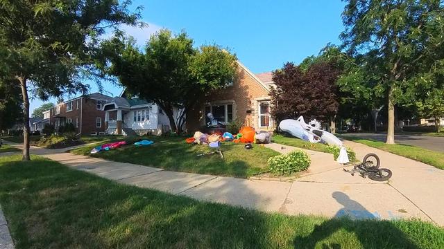 Inflatable Halloween decorations, but deflated. 