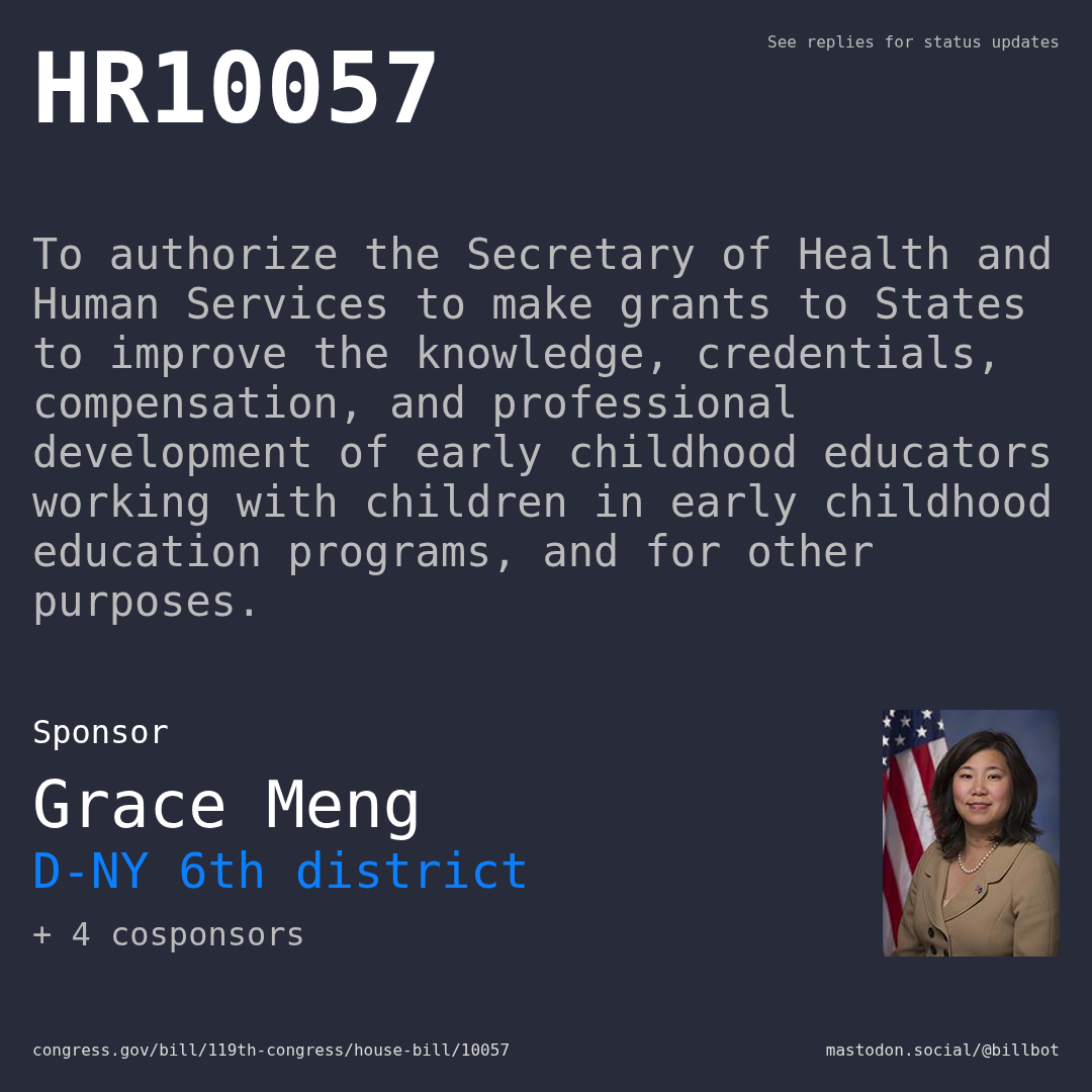 Description of HR10057, and a depiction of its sponsor, Grace Meng.