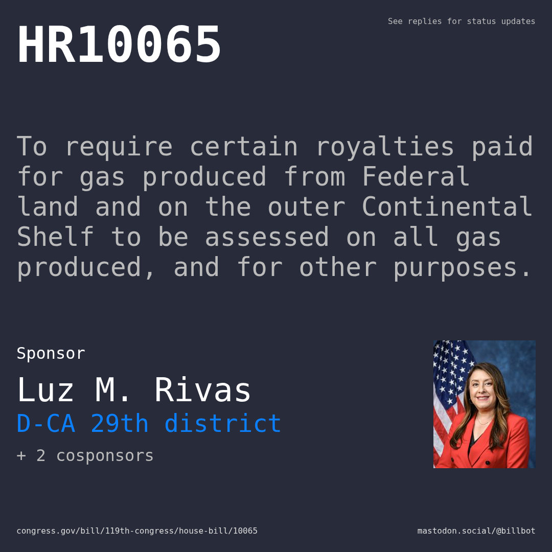 Description of HR10065, and a depiction of its sponsor, Luz M. Rivas.