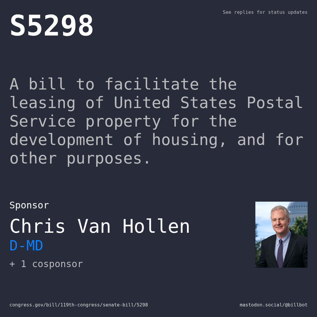 Description of S5298, and a depiction of its sponsor, Chris Van Hollen.