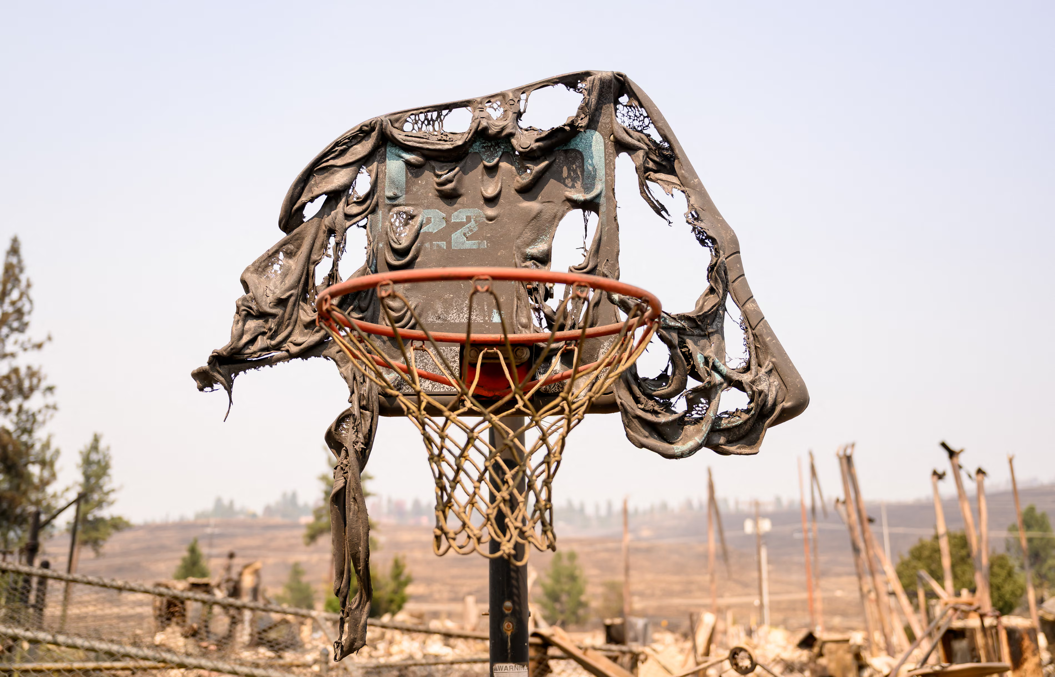 A melted basketball backboard.