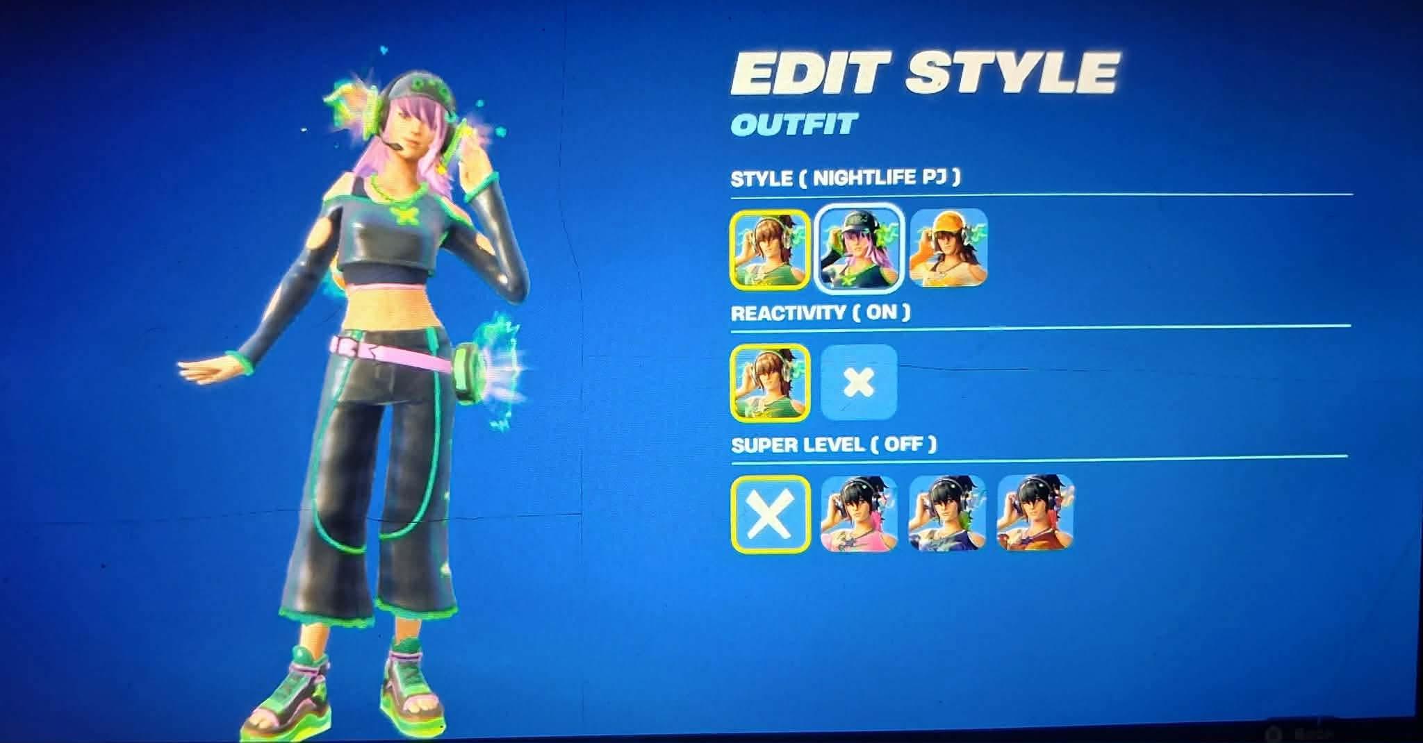 I like all these outfits, but personally I love all the Nightlife pink and green outfits #fortnite