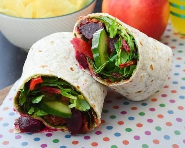 Beetroot lunch wraps.
