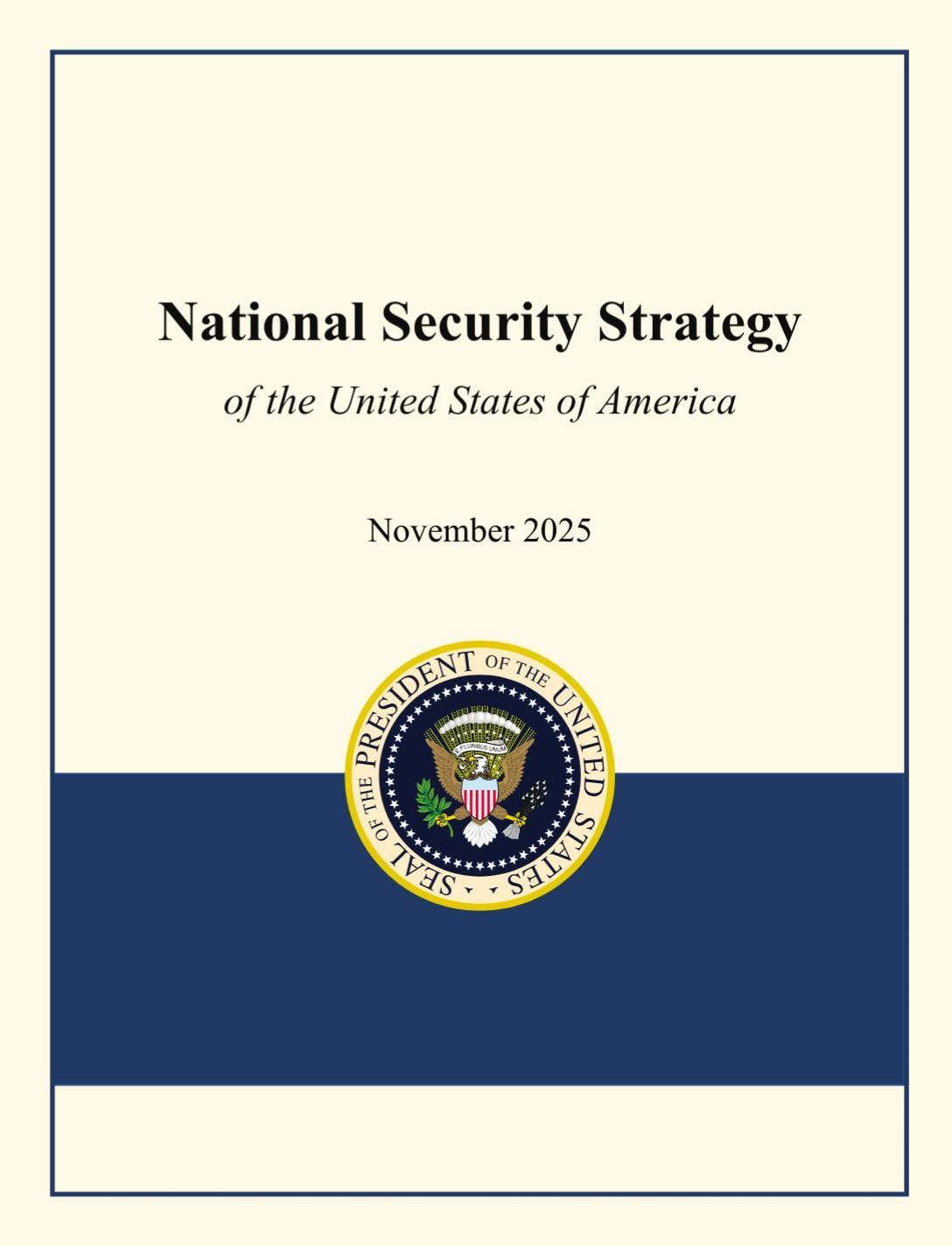 Cover of National Security Strategy of the United States of America November 2025.