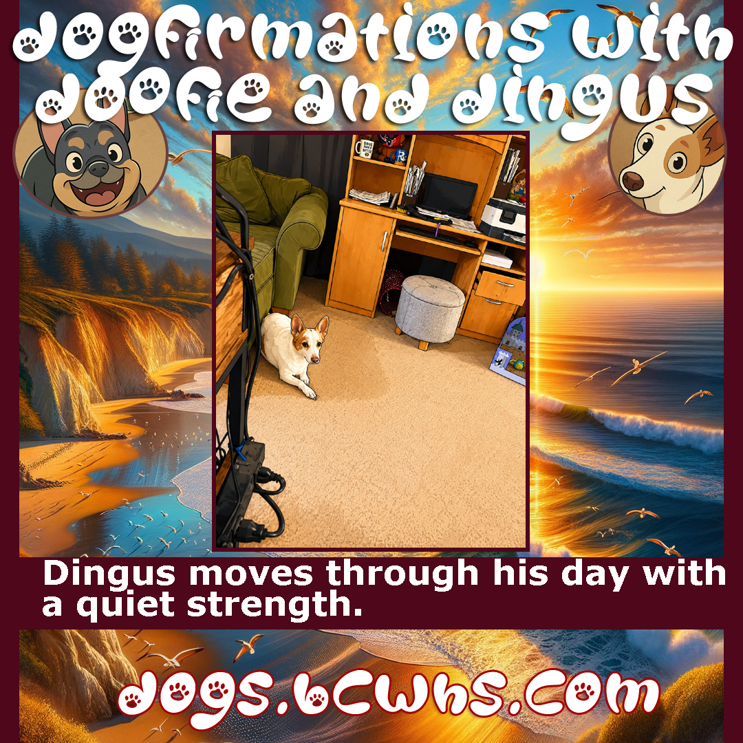 Dogfirmations with Doofie and Dingus: Quiet Strength
 
Dingus moves through his day with a quiet strength.