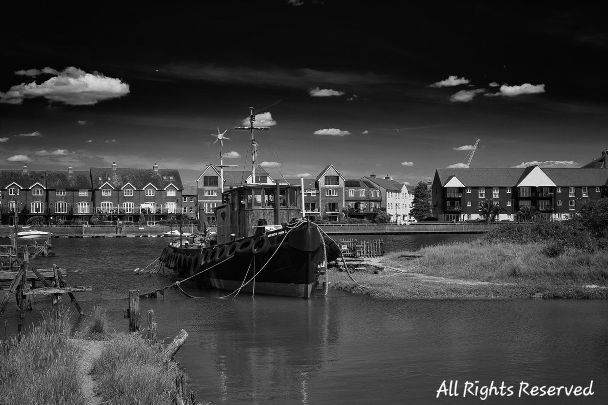 The decaying old boat in front of a redevelopment in Littlehampton made for an interesting composition