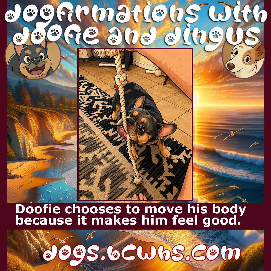 Dogfirmations with Doofie and Dingus: Workout
 
Doofie chooses to move his body because it makes him feel good.