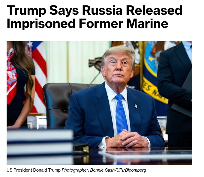 US President Donald Trump said Russia had released former US Marine Robert Gilman after roughly four years.After my discussions with President Vladimir Putin, Russia has agreed to release him, very much on a Humanitarian Basis, Trump said. #Russia #US #Trump