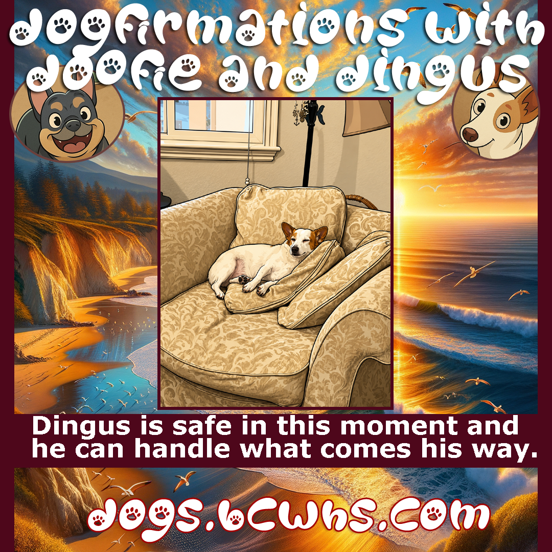 Dogfirmations with Doofie and Dingus: Care
 
Dingus is safe in this moment and he can handle what comes his way.