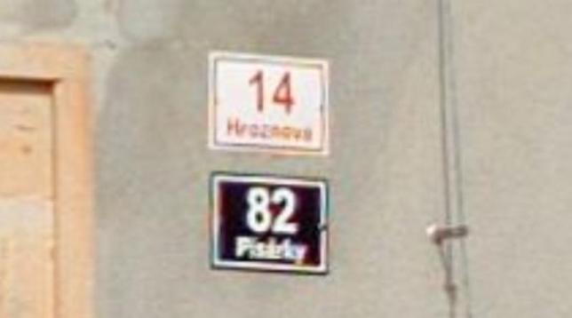 Screenshot von Mapy.com mit den Hausnummern 14 Hroznova/82 Pisárky (Brno)