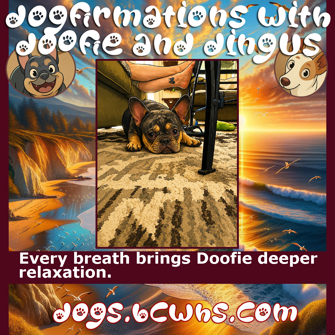 Dogfirmations with Doofie and Dingus: Relaxation
 
Every breath brings Doofie deeper relaxation.