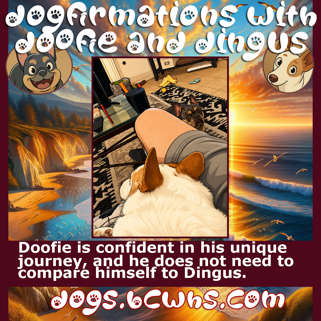 Dogfirmations with Doofie and Dingus: Unique
 
Doofie is confident in his unique journey, and he does not need to compare himself to Dingus.