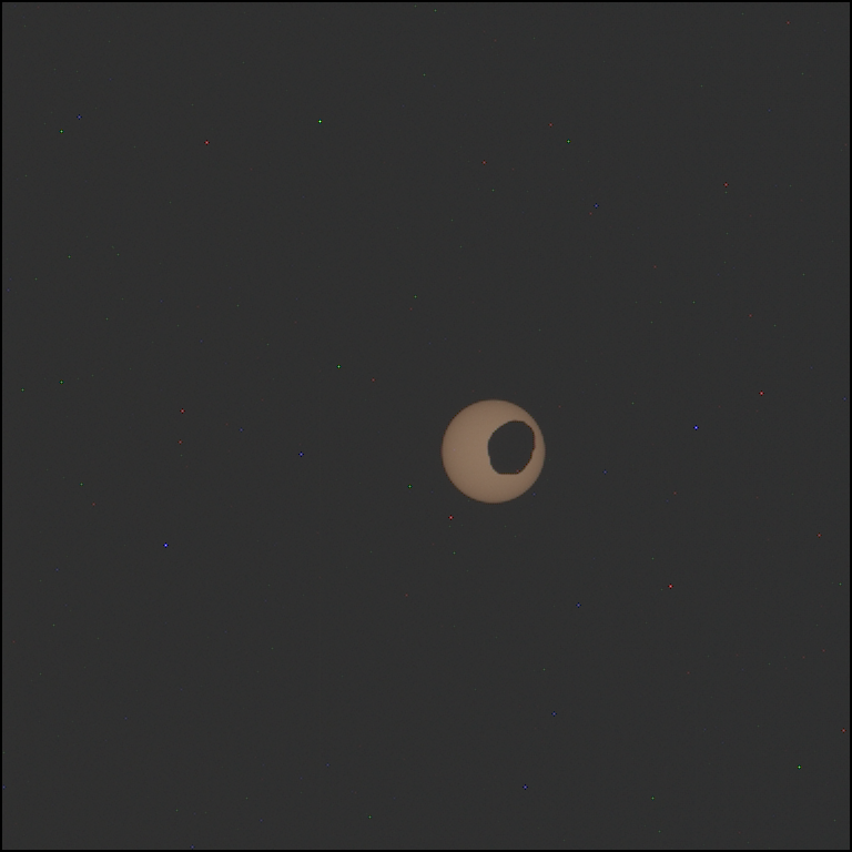 Phobos transit across the sun captured from the surface of Mars by Perseverance using her Mastcam-Z Left camera.