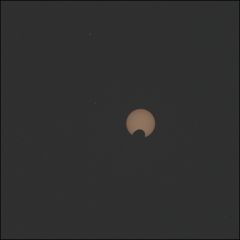 Phobos transit across the sun captured from the surface of Mars by Perseverance using her Mastcam-Z Left camera.