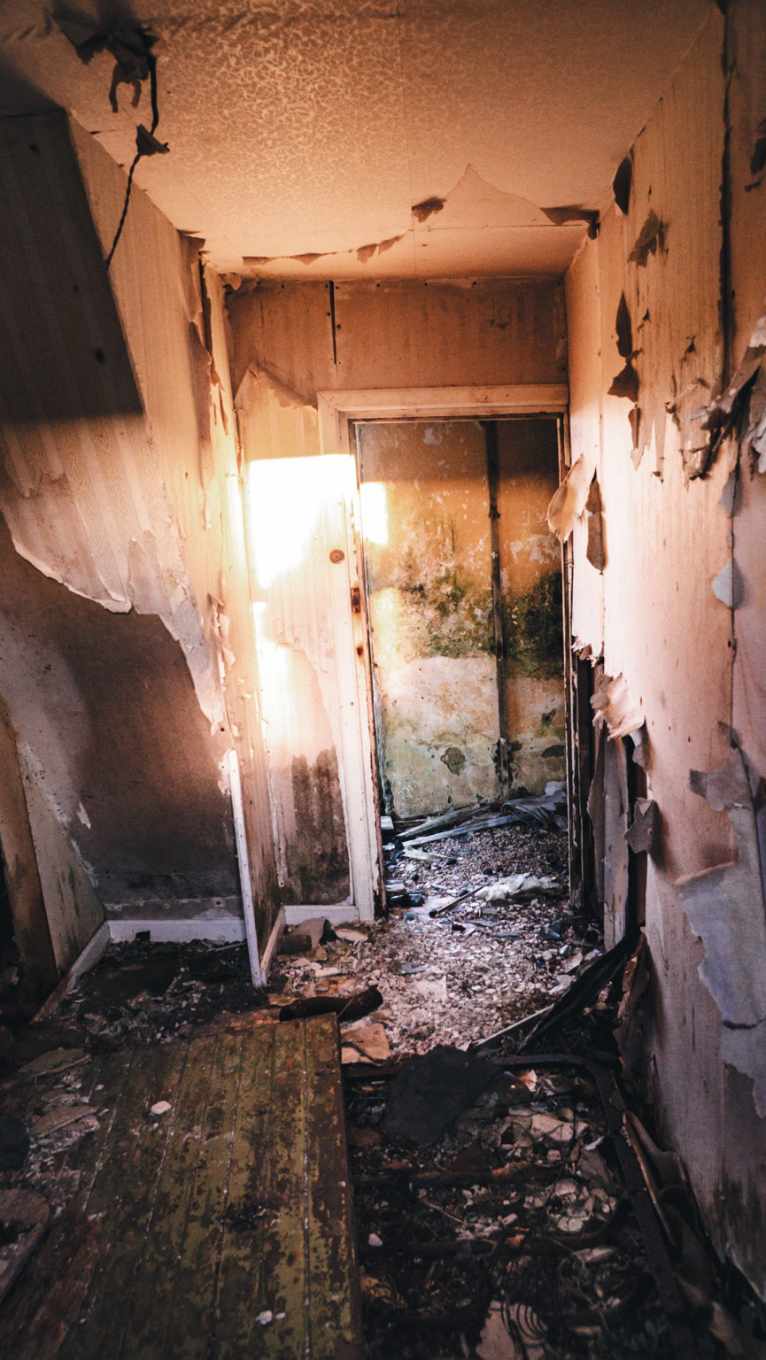 The inside of a ruined Croft in Caithness