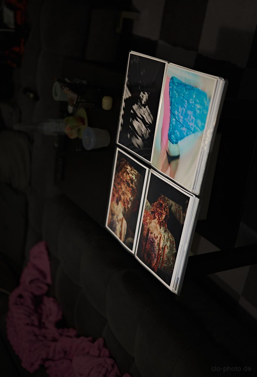 Four printed photographs: experimental portrait photography, fashion, nudes, etc.