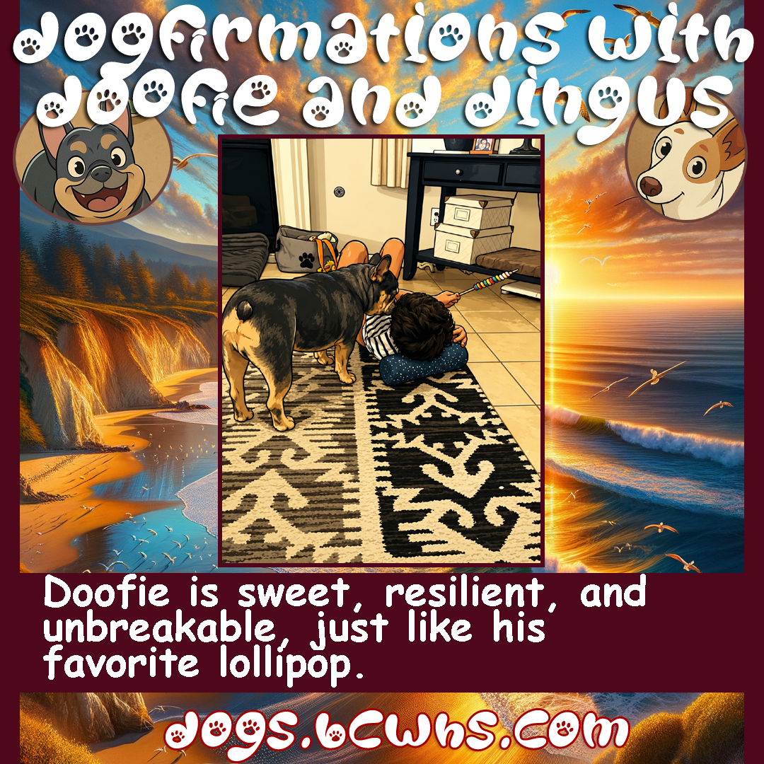 Dogfirmations with Doofie and Dingus: Candy
 
Doofie is sweet, resilient, and unbreakable, just like his favorite lollipop.