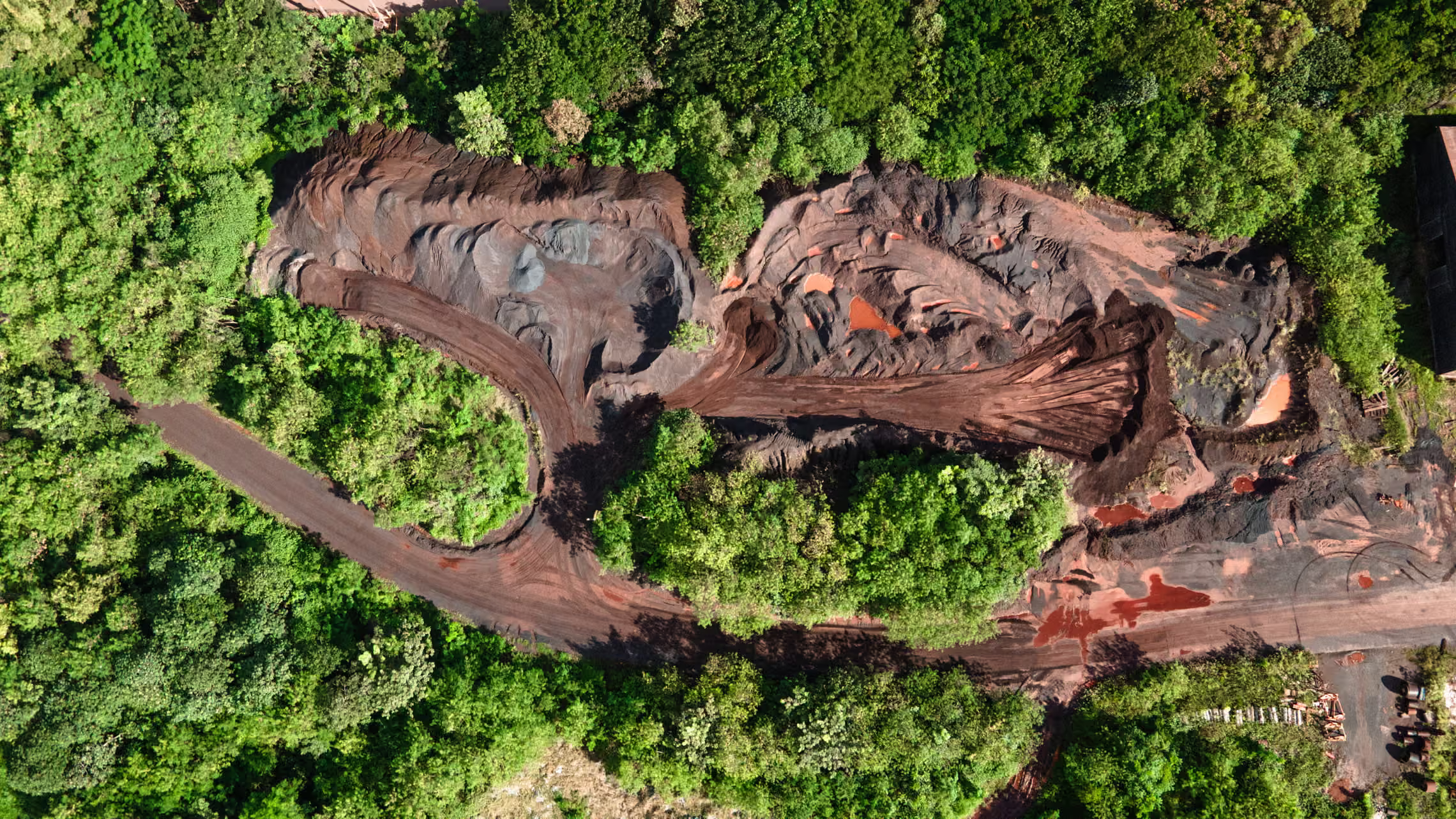 A mountain of iron ore in the rainforest.