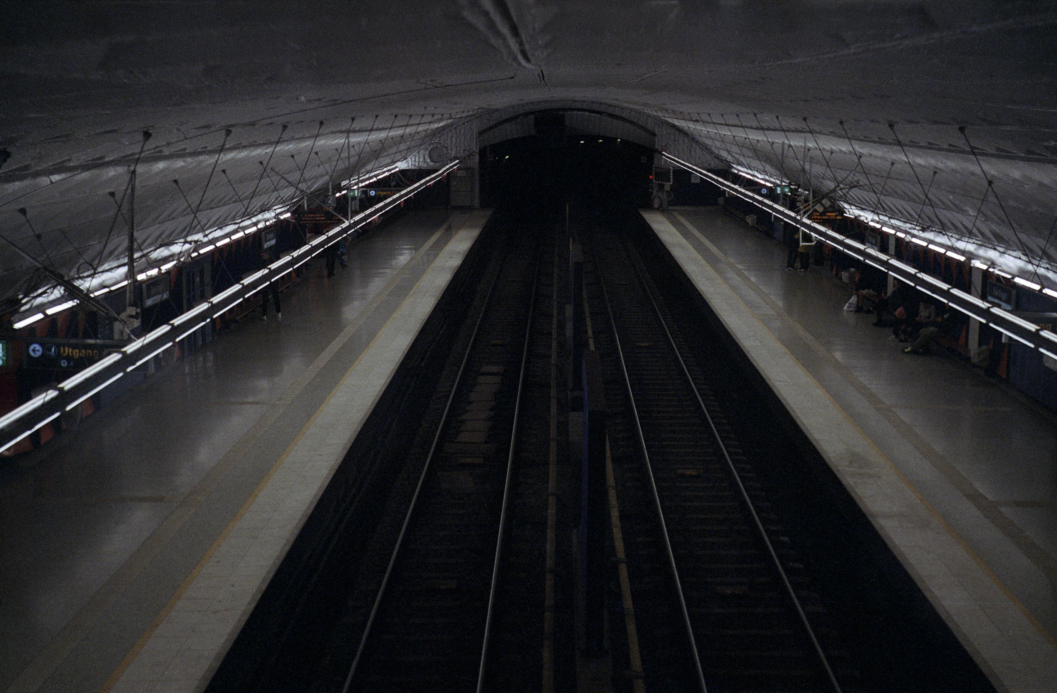 View if an underground metro station from an overpass.