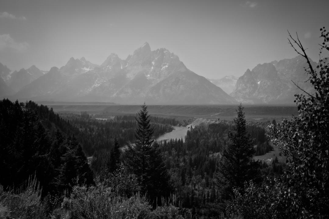 The Grand Tetons, seen from the Snake River Overlook — through genuine wildfire smoke carried in from the Lake Tahoe fires. Recovered the mountain texture and depth without erasing the honest haze.

New black and white fine art print, now available in metal, acrylic, canvas, and paper.

#FineArt #BlackAndWhite #GrandTeton #Wyoming #Photography
