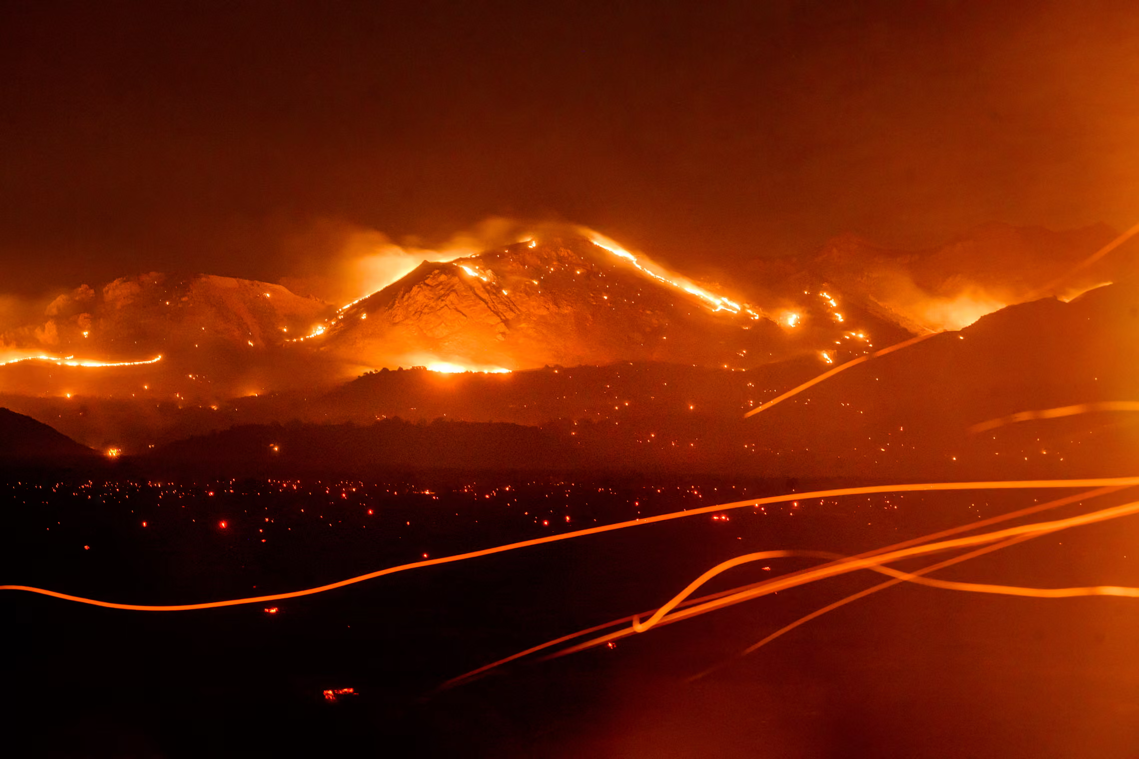 Hills on fire.
