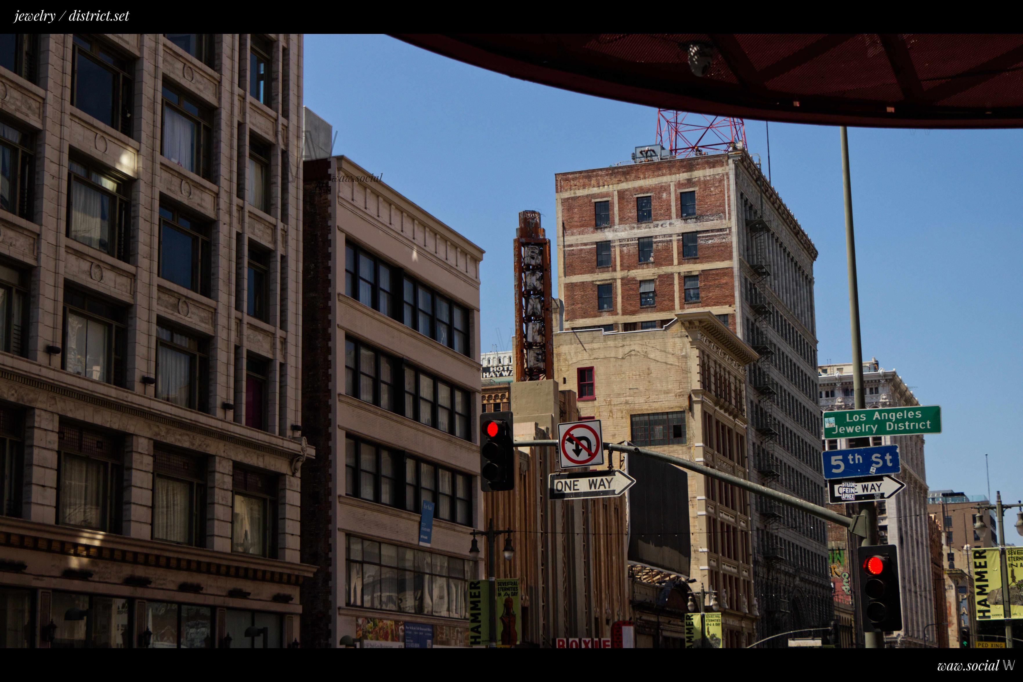 A color photo of the Theatre District in Downtown Los Angeles.