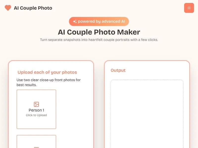AI Couple Photo - Turn two photos into a photoreal couple portrait
