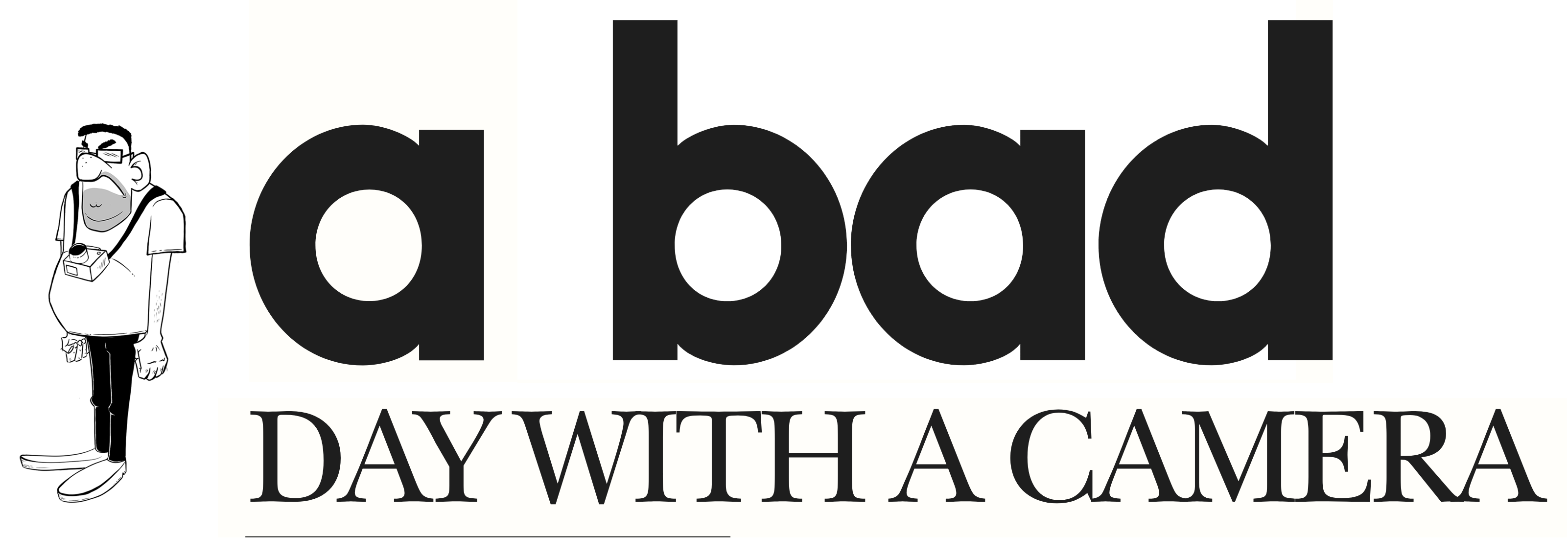 A bad day with a camera logo. Frumpy dude with a point and shoot camera.