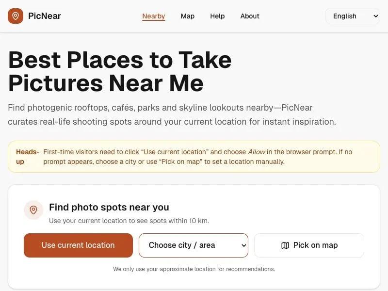 PicNear - Find nearby real-world photo spots around you