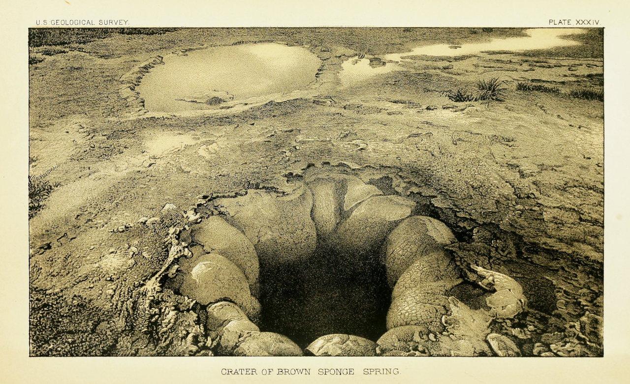 Lithograph of Yellowstone
