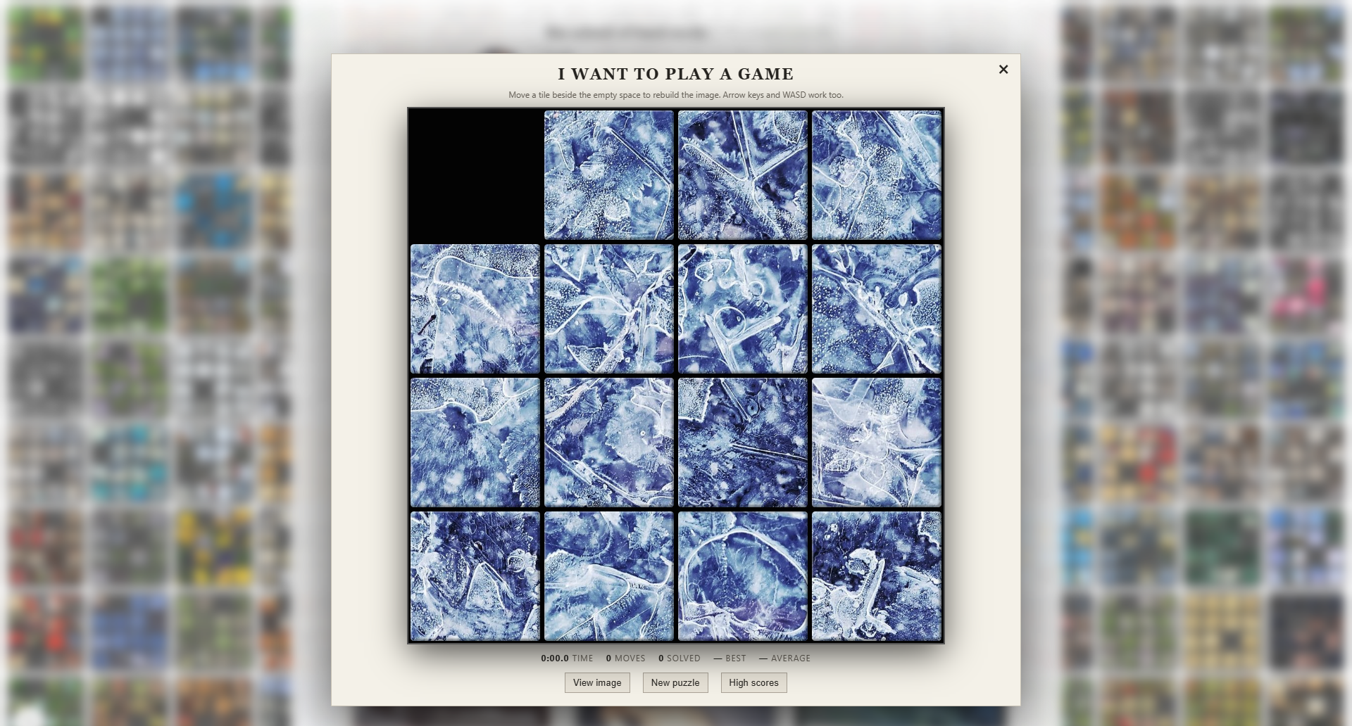 Screenshot of 15 puzzle game on desktop.
