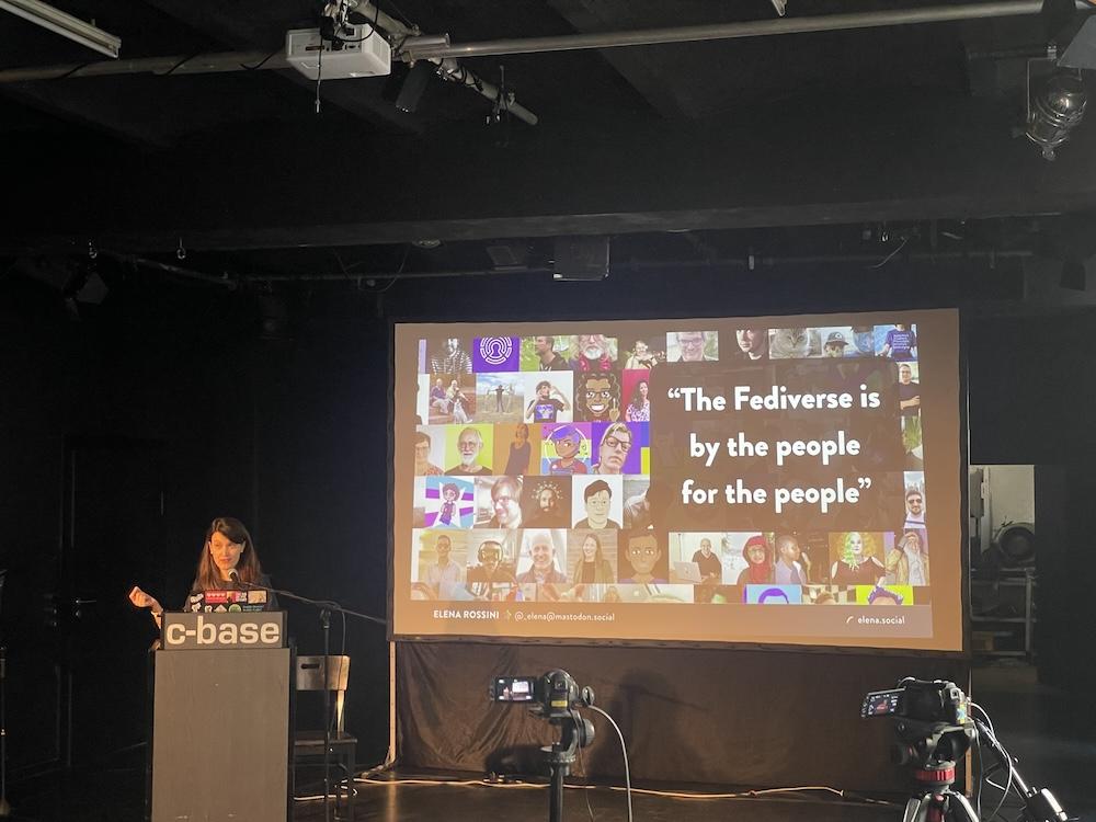 Elena Rossini speaking at Berlin FediDay 2026.