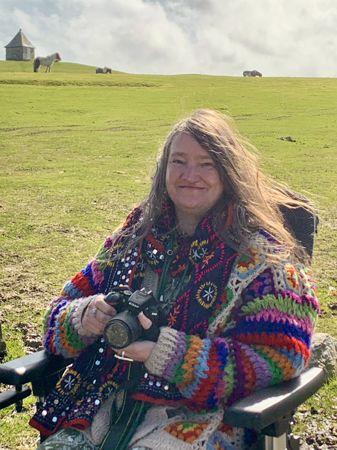 Me on the moor in my wheelchair.