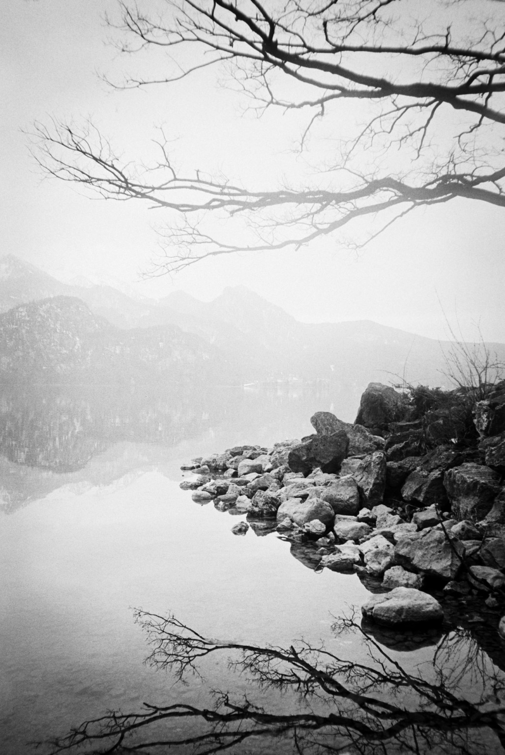 Lake with rocks on the shore