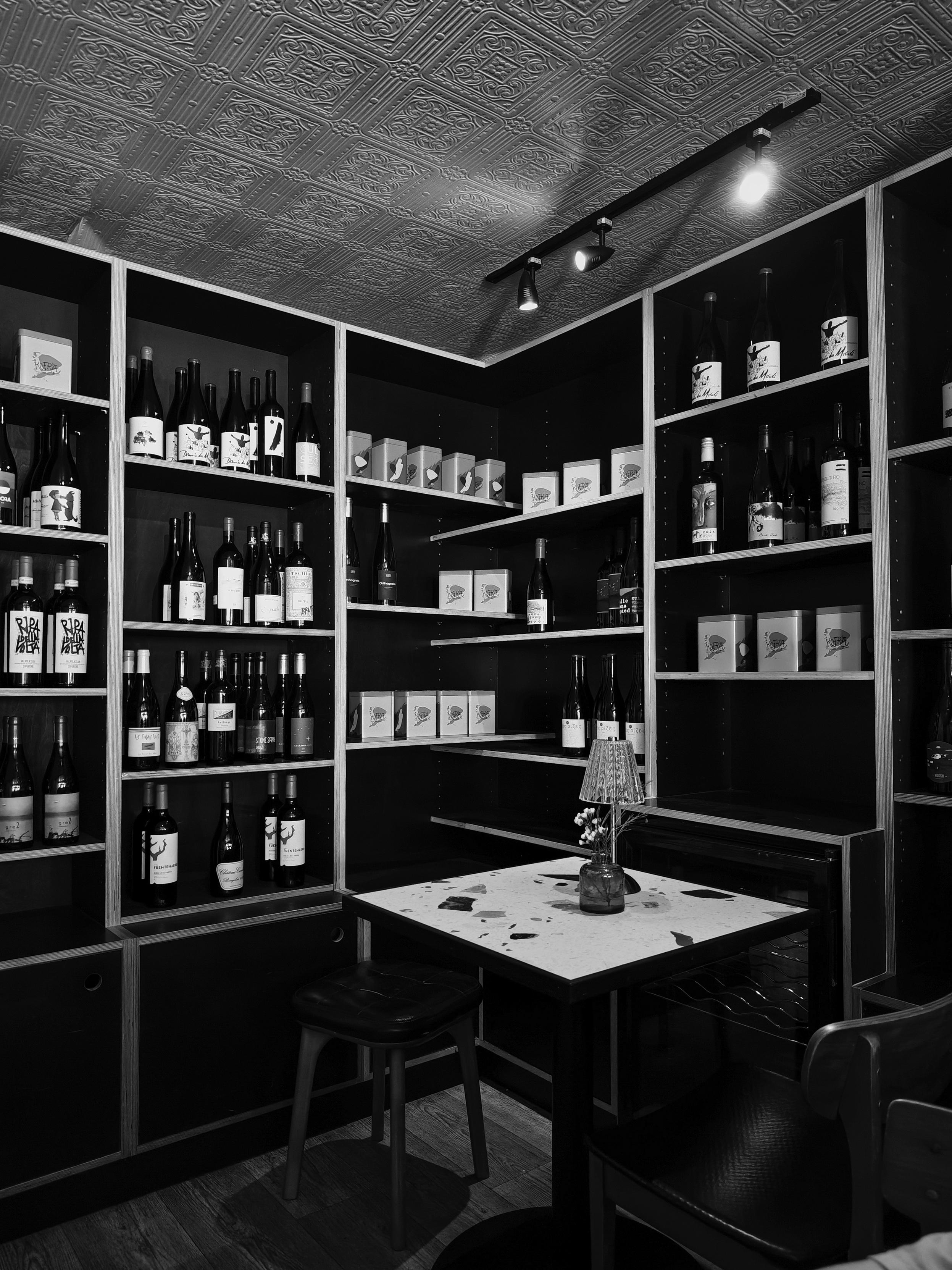 Black and White photograph of the inside of Kofra, Upper St, Giles Street, Norwich