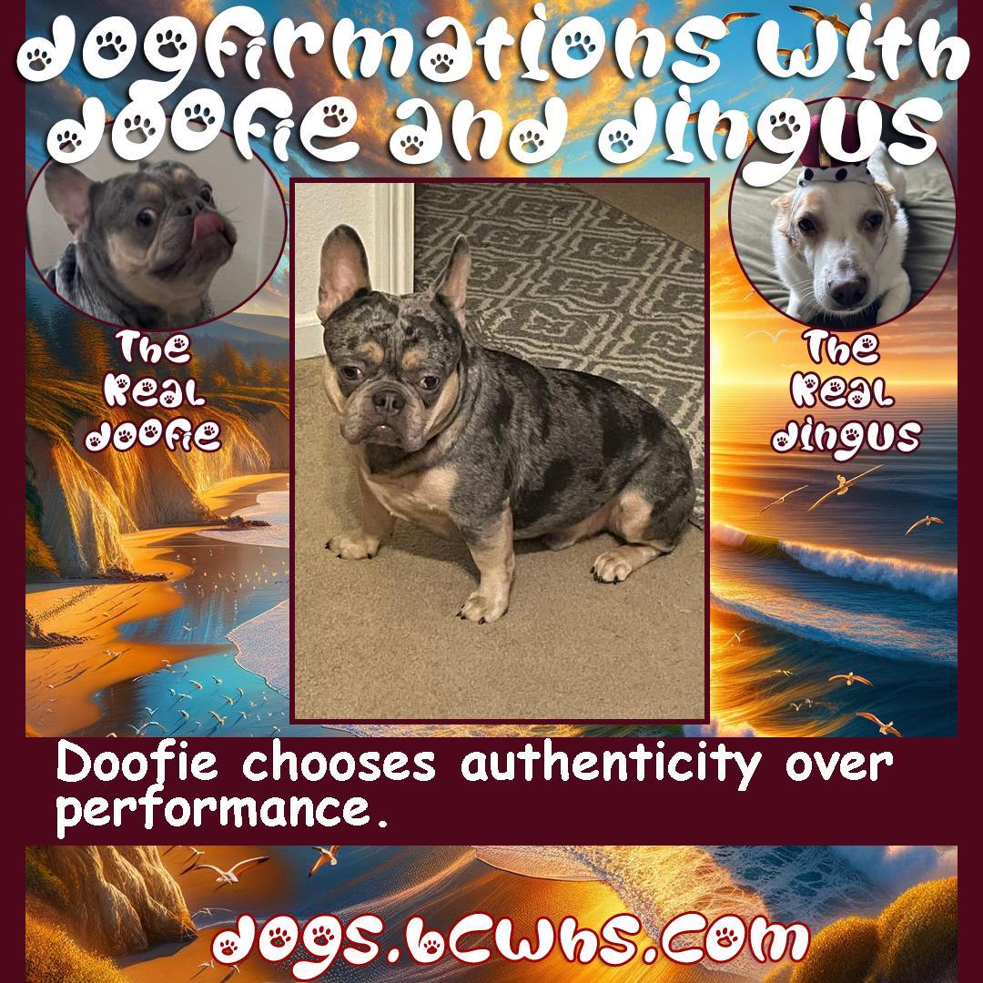 Dogfirmations with Doofie and Dingus: Real: Authenticity
 
Doofie chooses authenticity over performance.