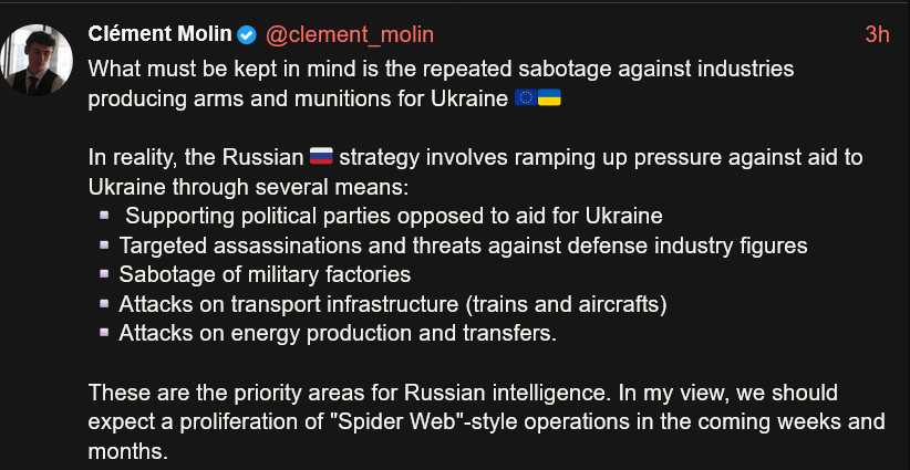 Clement Molin posts how Russian sabotage and assassination is part of a larger effort from Russia, IN ADDITION TO AND COMPLEMENTING their propaganda efforts, and how their spider web spy/operative/propaganda operations work together in an attempt to achieve their larger goals.He listed a ton of recent Russian operations in #europe to support this. Le côté geek obsessionnel, cest le nouveau sexy.