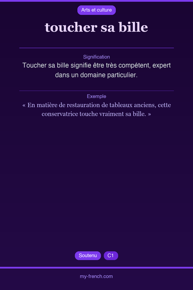 🇫🇷 toucher sa billeToucher sa bille signifie être très co...