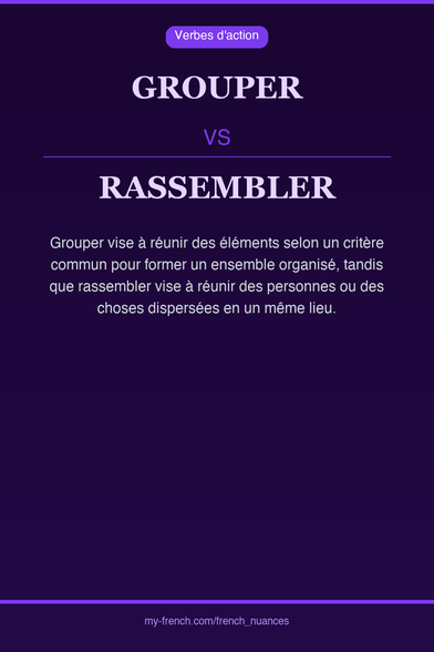 🇫🇷 grouper vs rassemblerGrouper vise à réunir des élément...