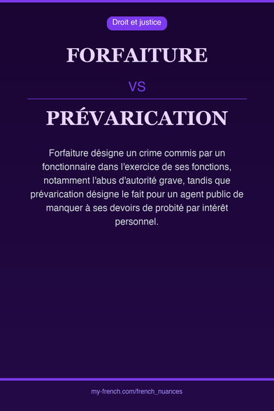 🇫🇷 forfaiture vs prévaricationForfaiture désigne un crime...