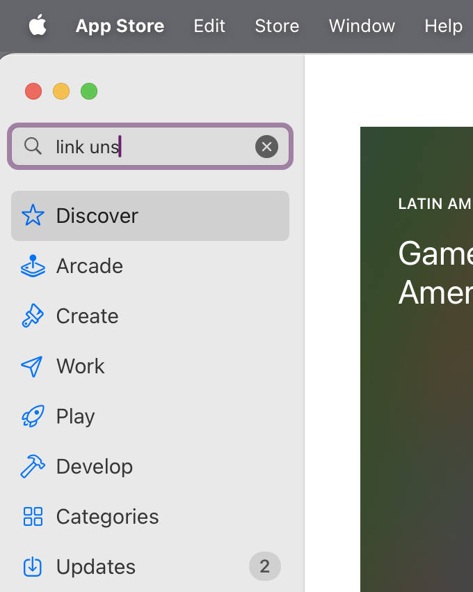 Mac App Store search "link uns"