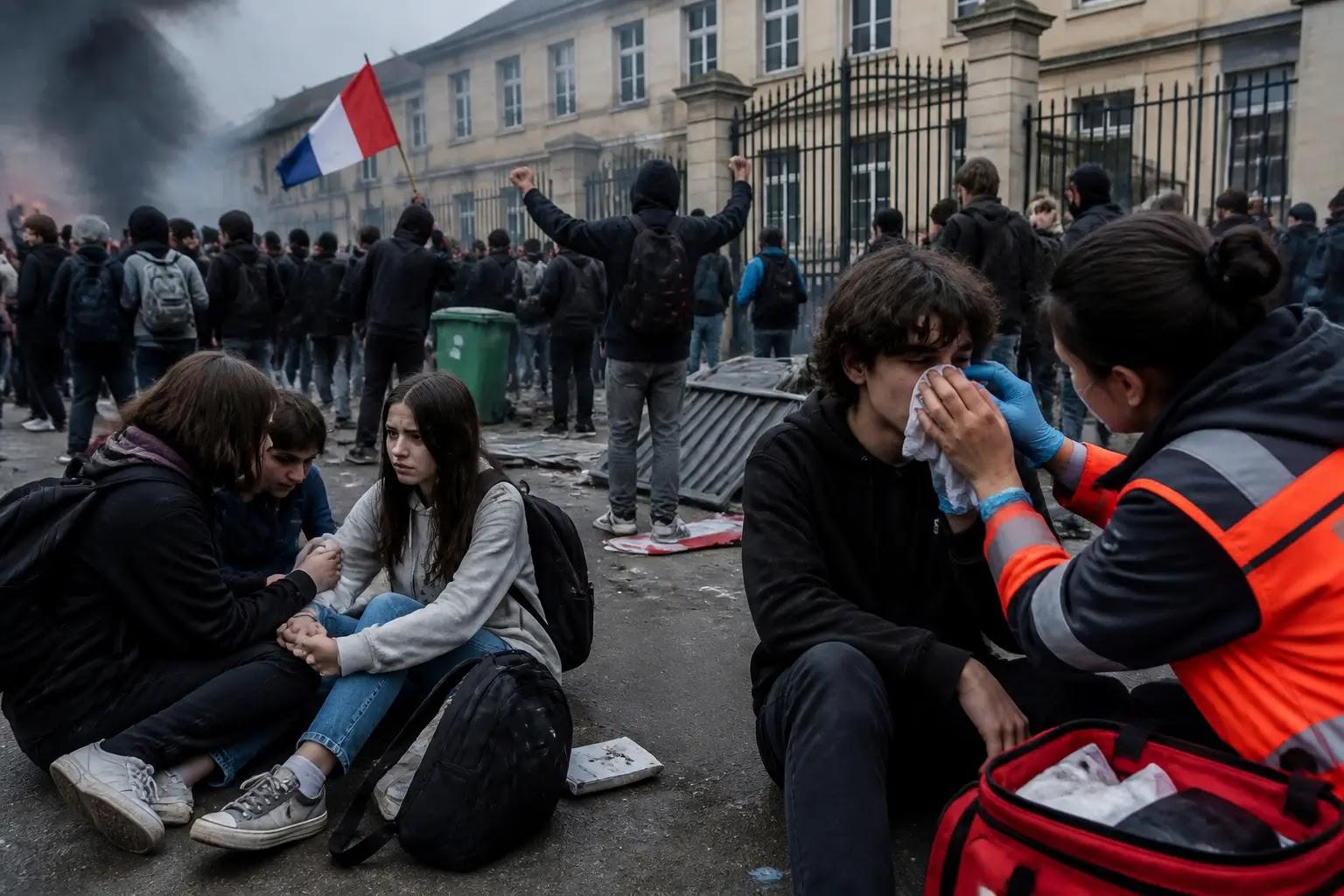 French school protests leave nearly 200 students injured as closures continueHundreds of schools in France remain closed due to ongoing protests, with at least 190 students injured since demonstrations began.Europe · Dumpling News #DumplingNews