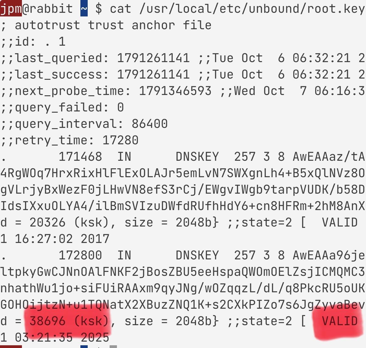 Unbound's root.key autotrust anchor file with upcoming KSK