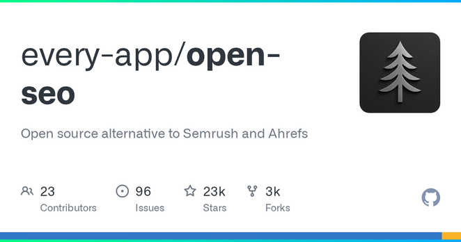 Artwork from the every-app/open-seo repository. Open source alternative to Semrush and Ahrefs