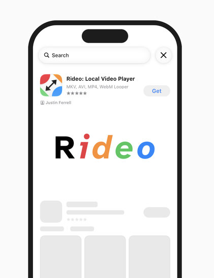 Rideo: Local Video Player

Black, red, orange, green and blue letters. 