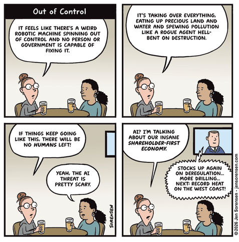 Latest comic: Out of control #cartoon #comic #economy #climatechange #