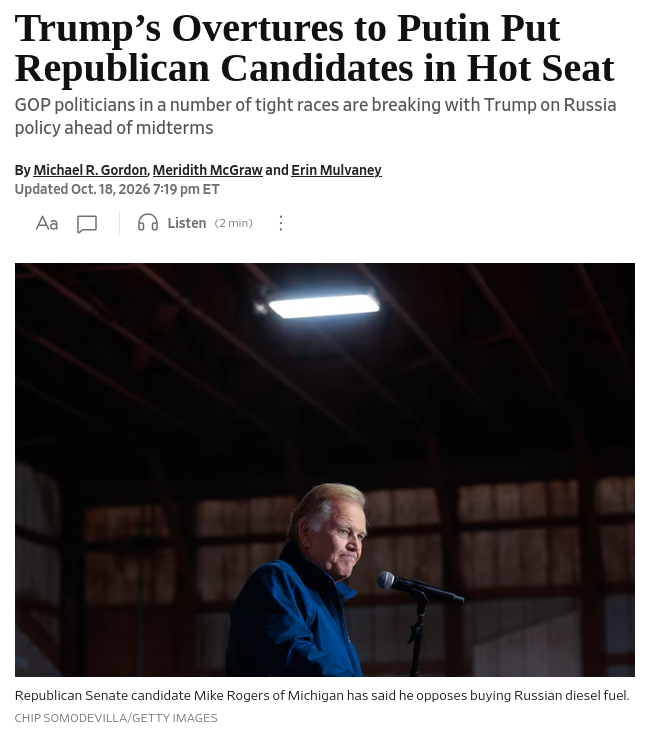 Trump's diesel deal and waived sanctions on Moscow are challenging Republican midterm candidates. As voters question the shift toward Russia, some candidates are breaking from Trump's recent policy decisions. #Russia #US